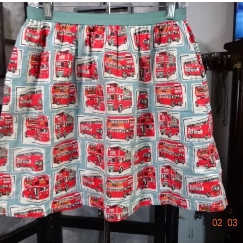 Cath Kidston Red Bus Print Skater Skirt